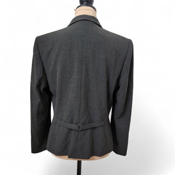 Ann Taylor Stretch Size 12P Charcoal Gray Hidden Button Closure Blazer - Picture 4 of 11